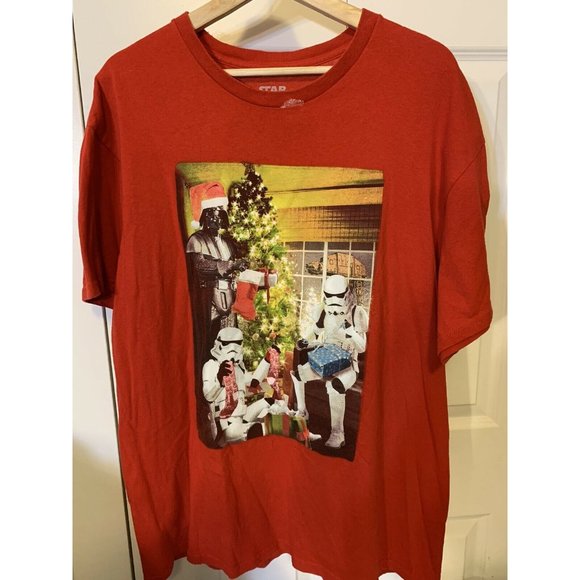 Star Wars Christmas‎ Darth Vader Stormtrooper Presents Men’s Sz XL Red - Picture 4 of 7